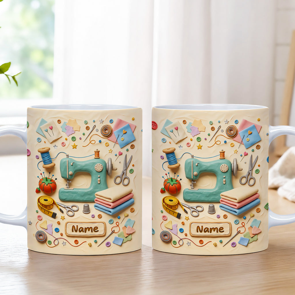 Personalized Sewing Lover Mug, Custom Gift For Grandmom, mom, daughter