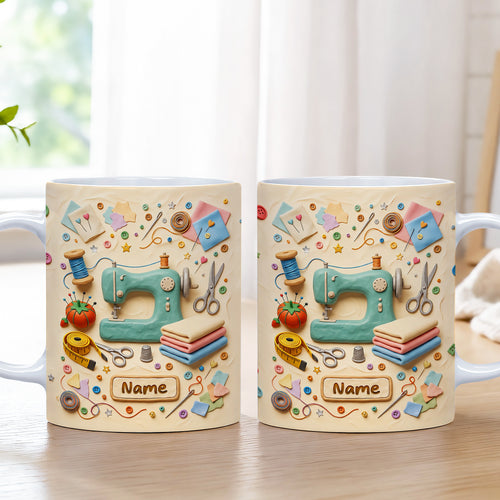 Personalized Sewing Lover Mug, Custom Gift For Grandmom, mom, daughter