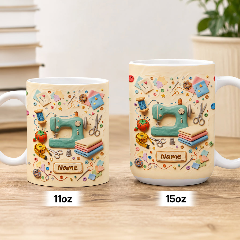 Personalized Sewing Lover Mug, Custom Gift For Grandmom, mom, daughter