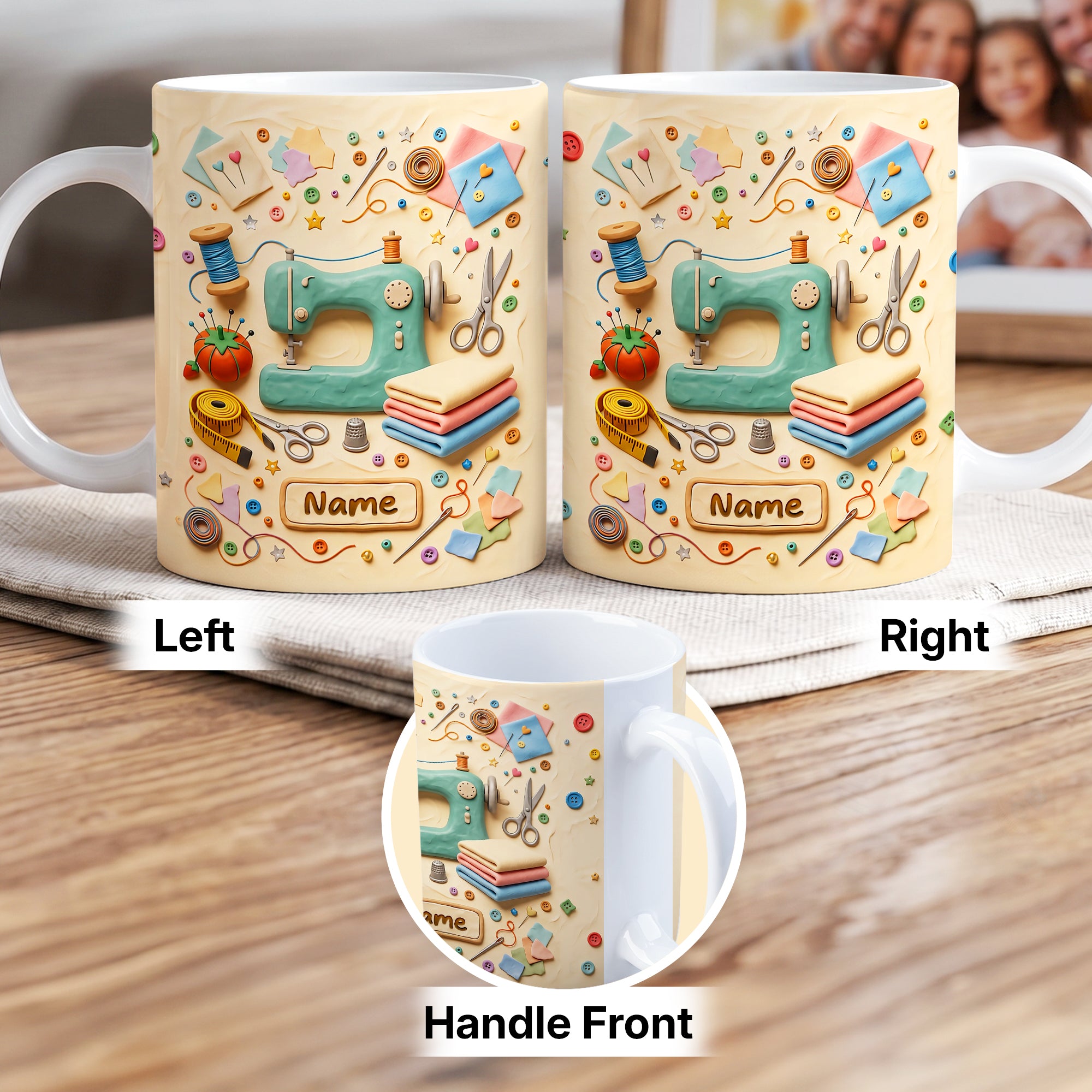 Personalized Sewing Lover Mug, Custom Gift For Grandmom, mom, daughter
