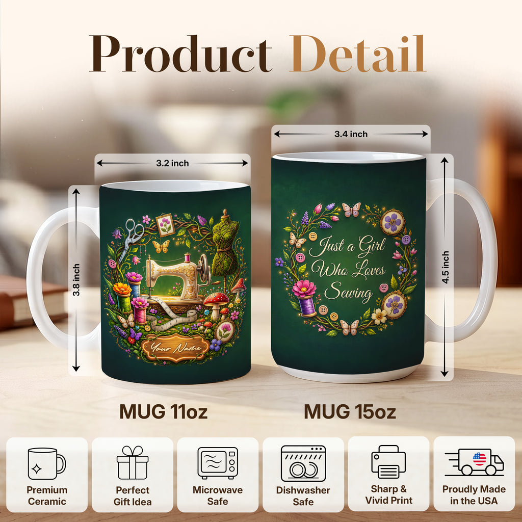 Custom Sewing Lover Mug, Gift For Mom, Grandmother, Daughter
