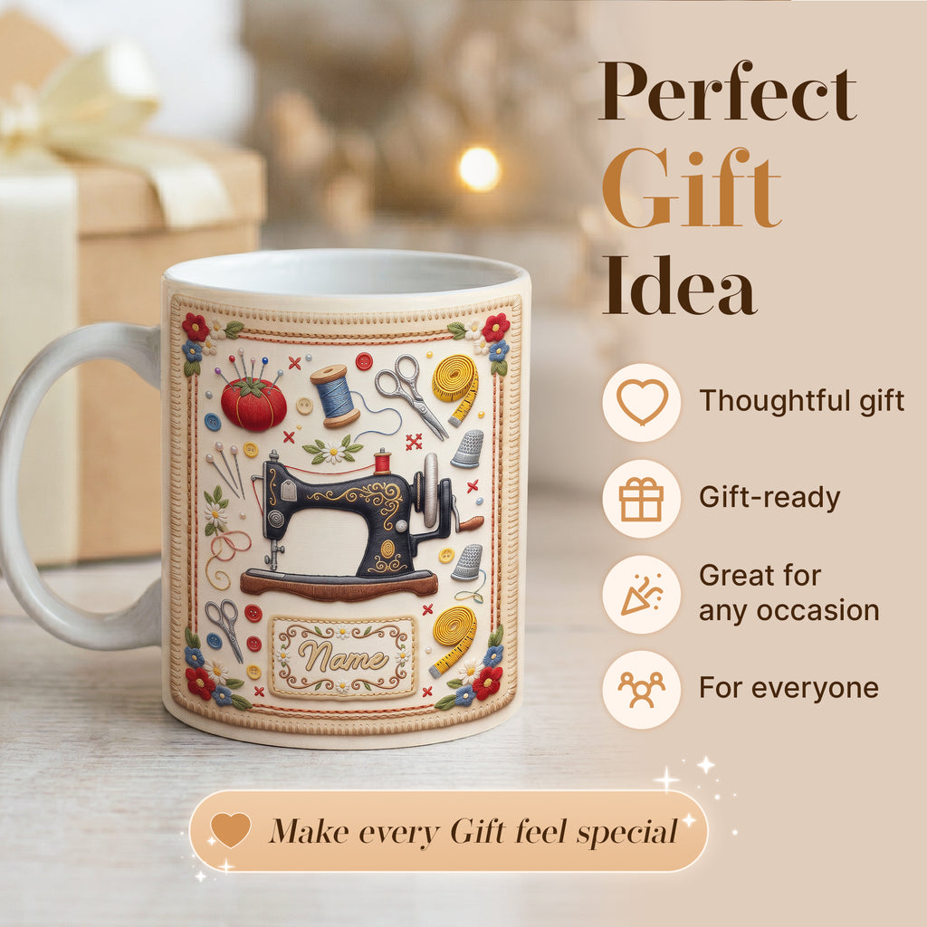 Personalized Sewing Mug, Gift For Mother, Bestie