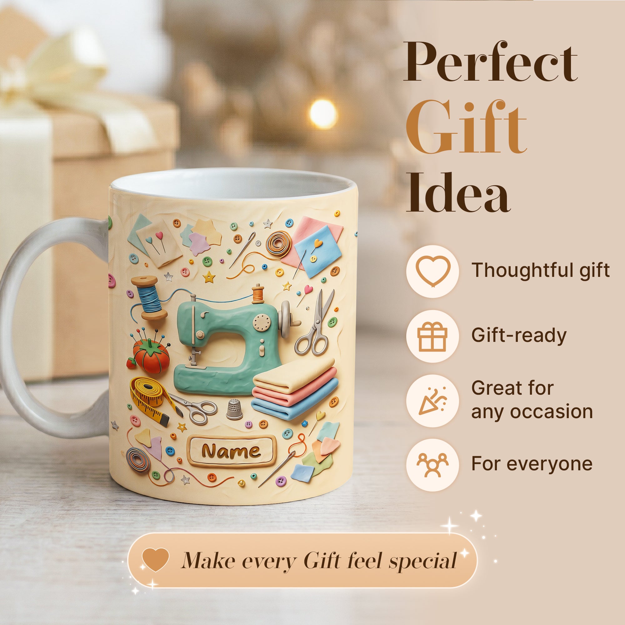 Personalized Sewing Lover Mug, Custom Gift For Grandmom, mom, daughter