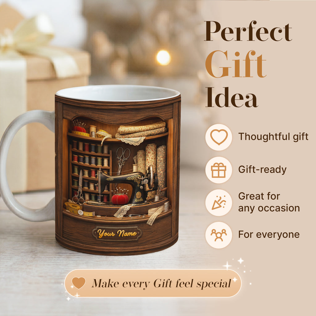 Personalized Sewing Mug, Custom Gift For Friend, Bestie