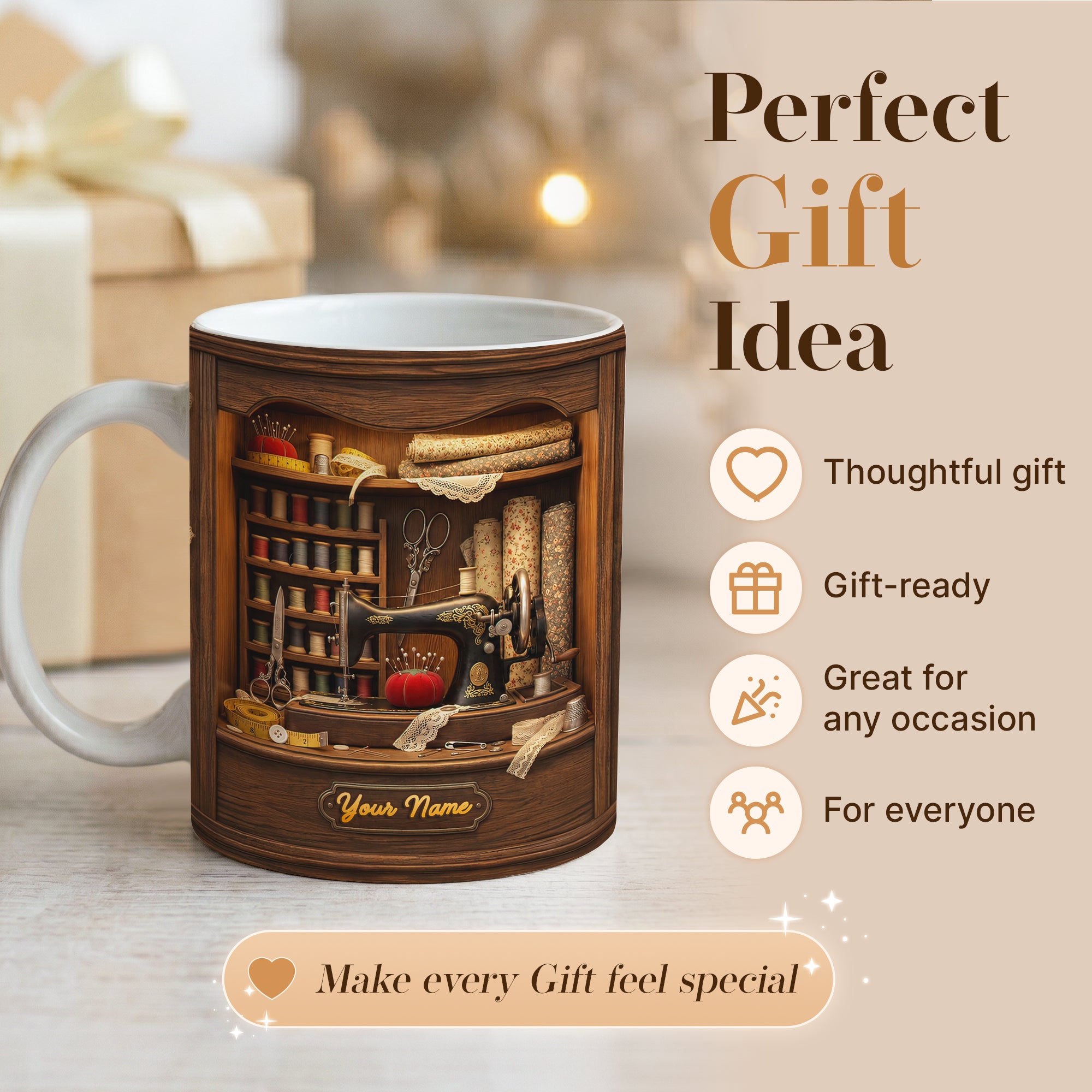 Personalized Sewing Mug, Custom Gift For Friend, Bestie